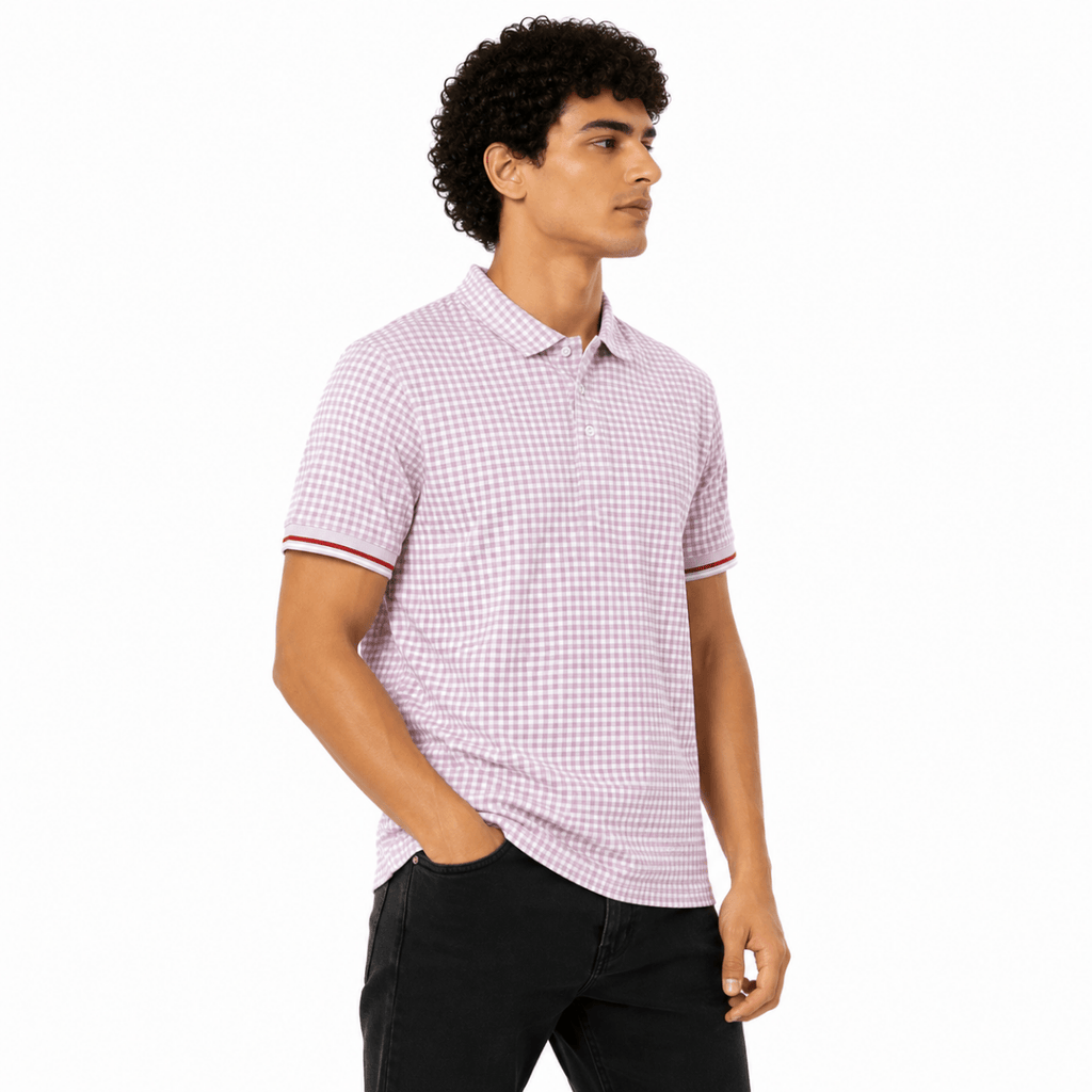 Men's Gingham Checkered Polo
