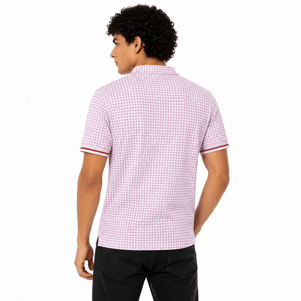 Men's Gingham Checkered Polo