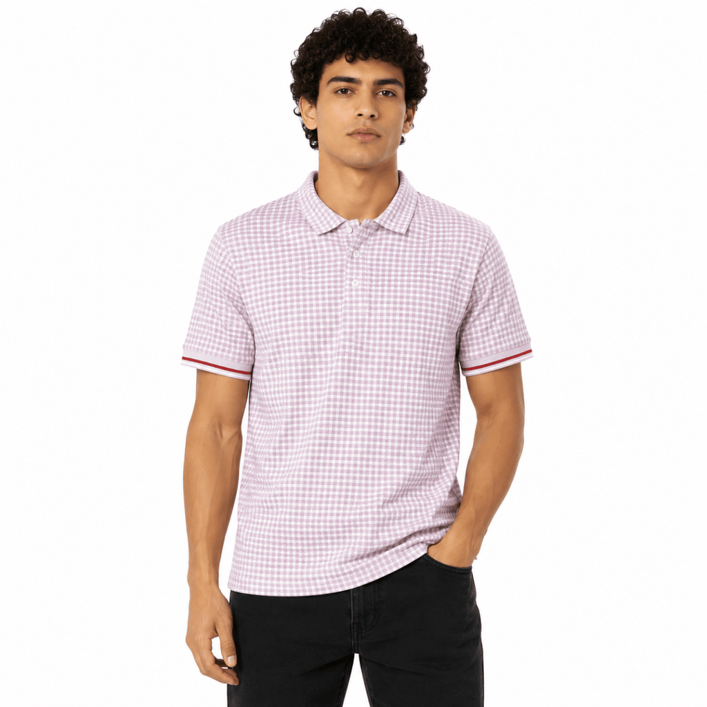 Men's Gingham Checkered Polo