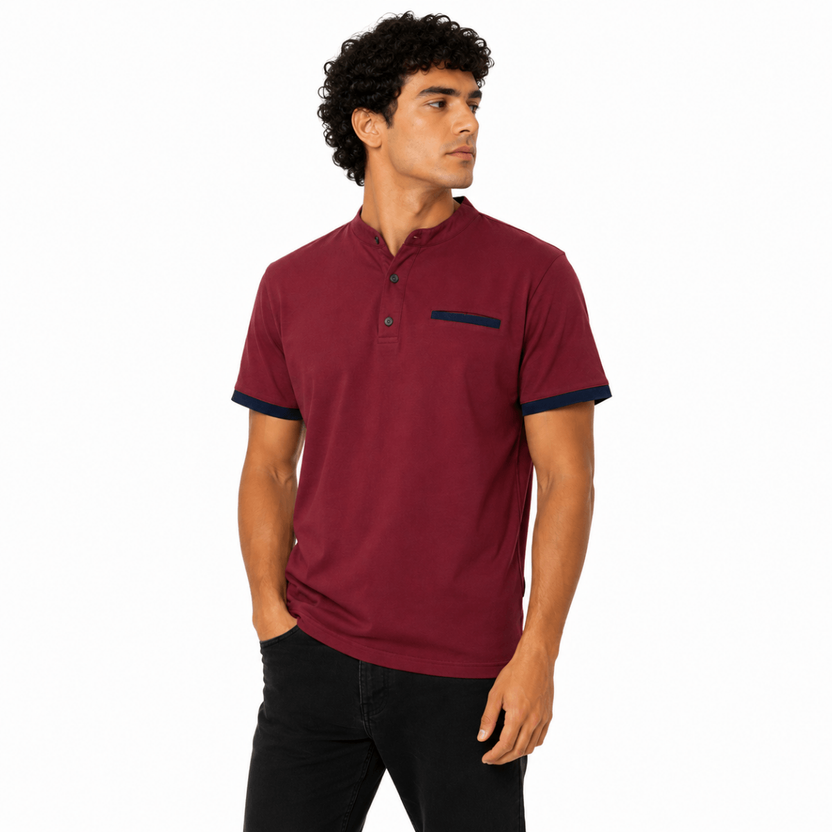 Men's Mandarin Collar Polo T-Shirt