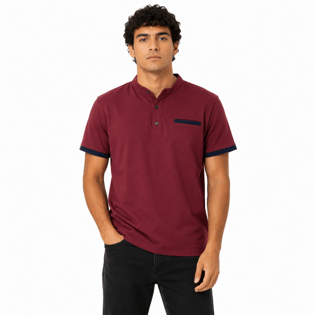 Men's Mandarin Collar Polo T-Shirt