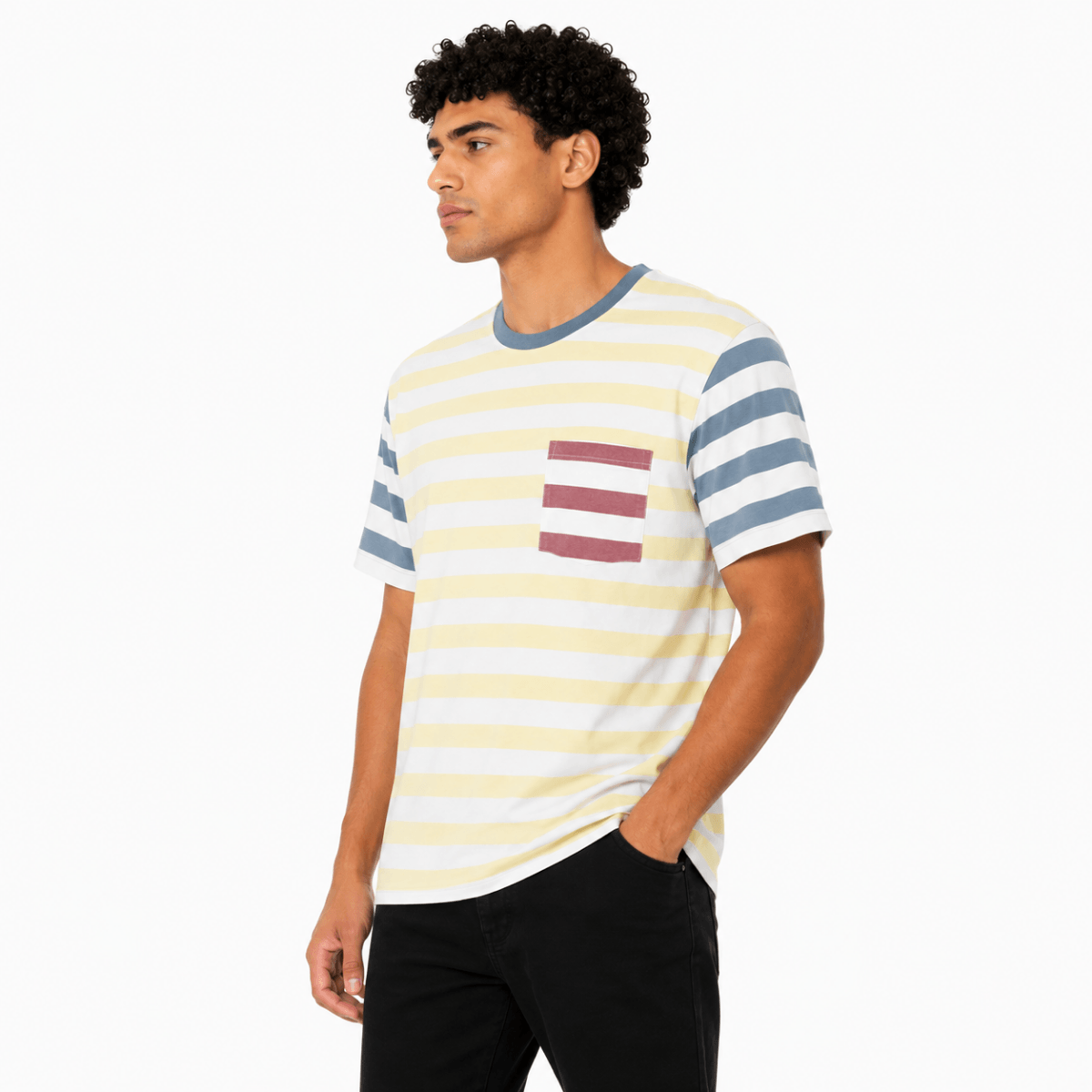 Men's Casual Striped Pocket T-Shirt