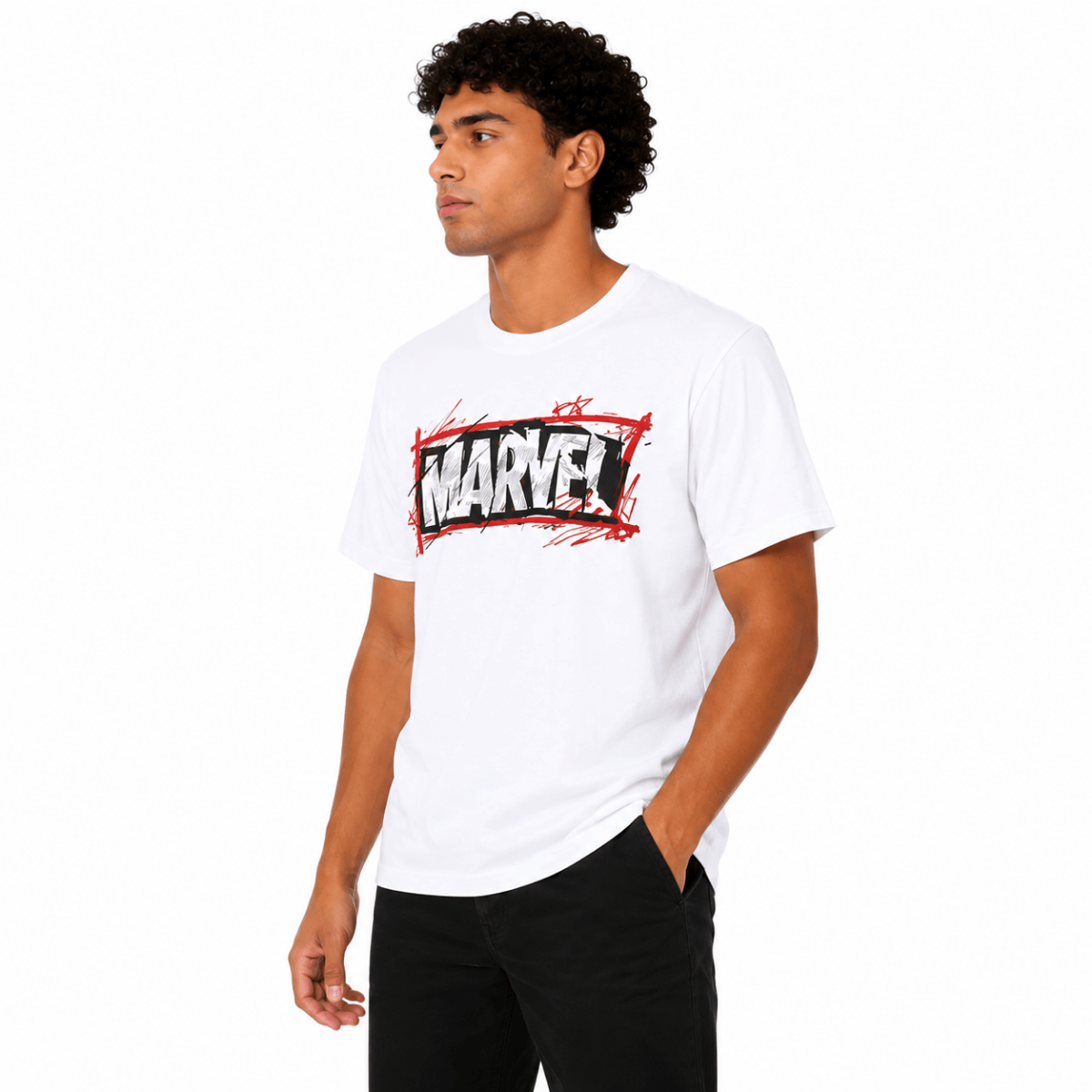 Men's White Marvel Graphic T-Shirt