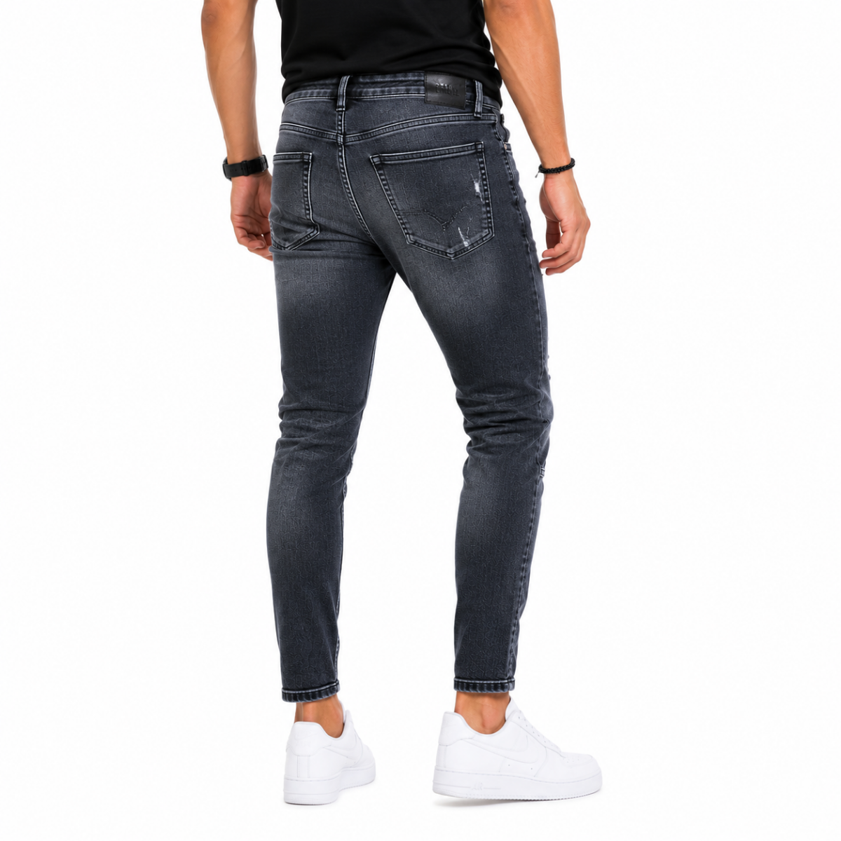 Men's Grey Skinny Ripped Jeans