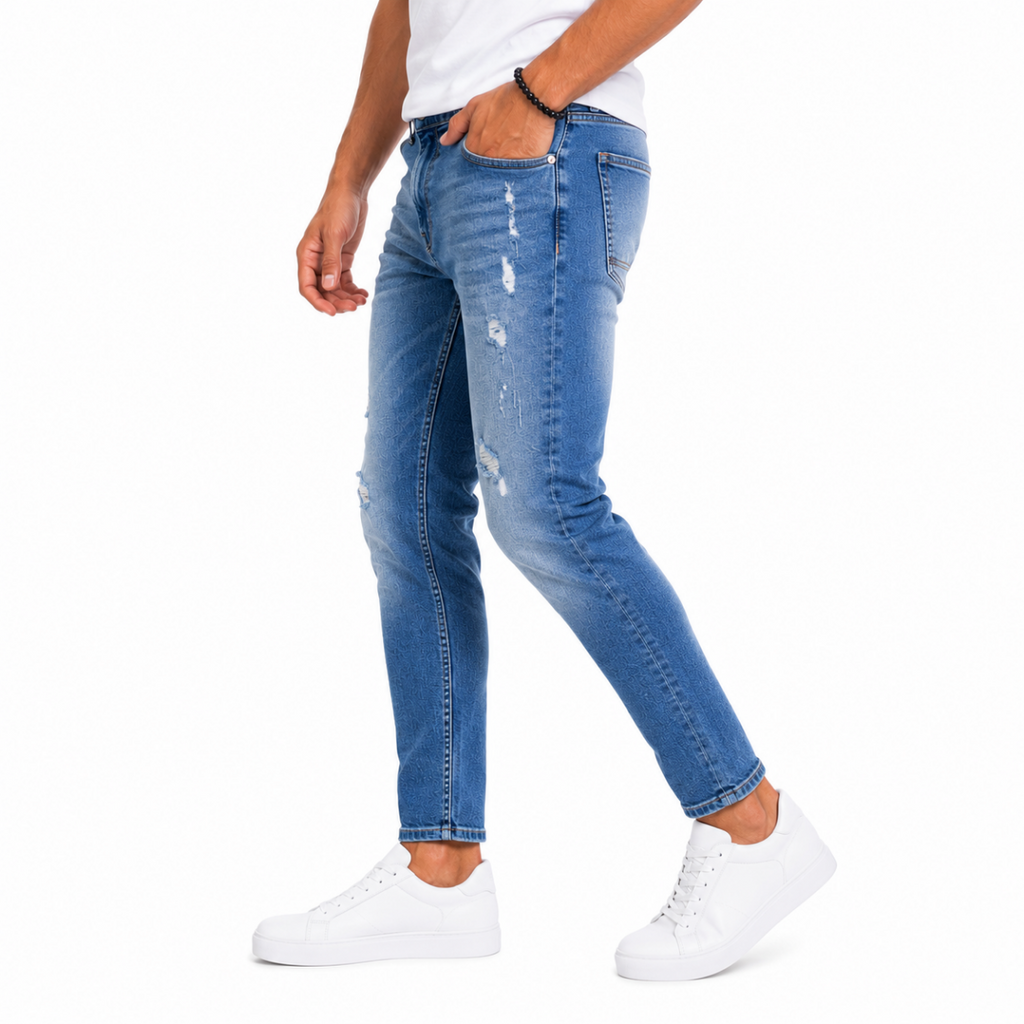 Men's Blue Ripped Denim Jeans