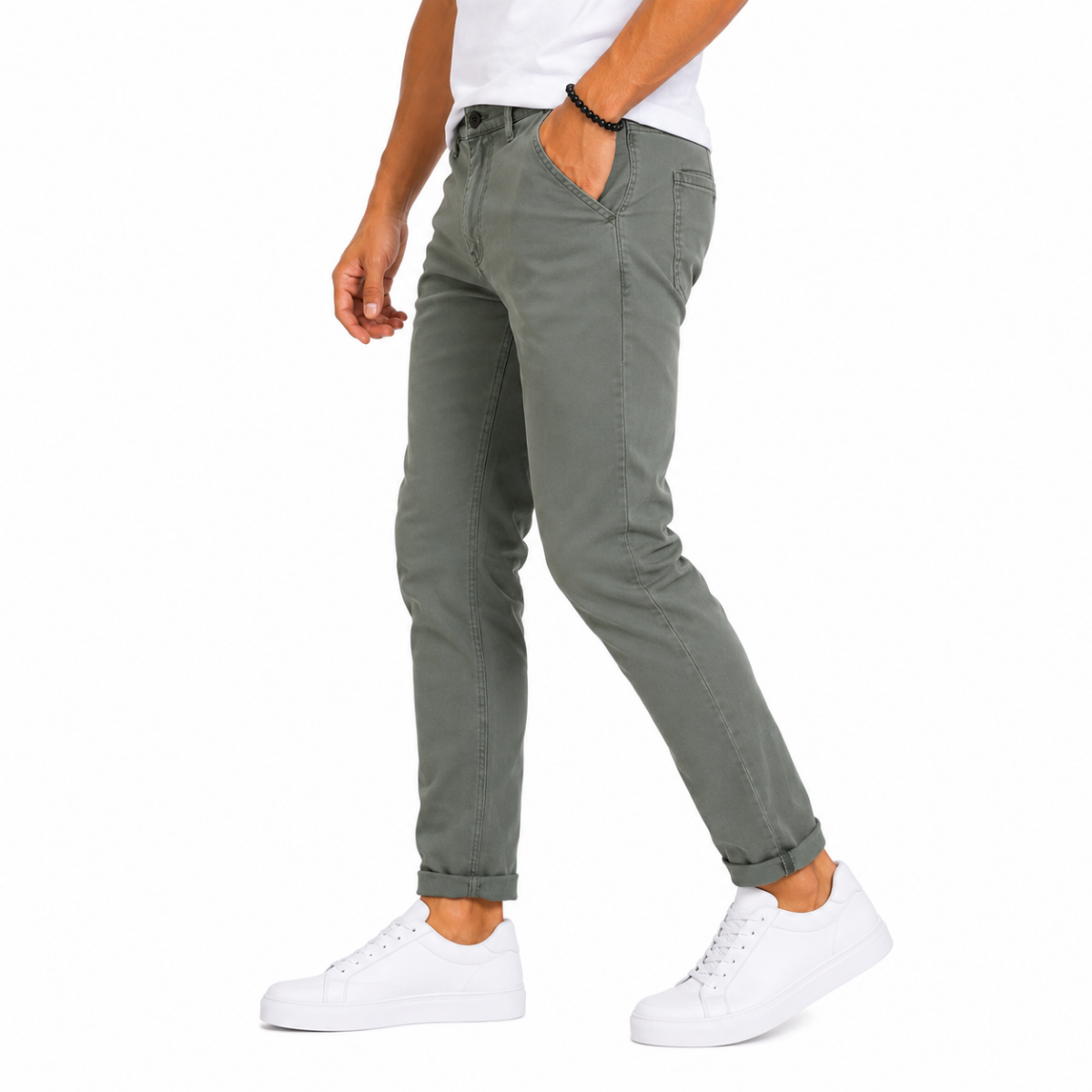 Men's Olive Chino Gabardine Pants