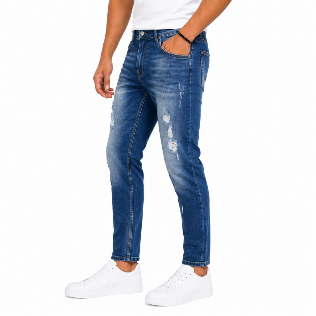 Men's Blue Ripped Denim Jeans