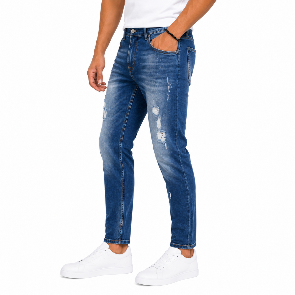 Men's Blue Ripped Denim Jeans