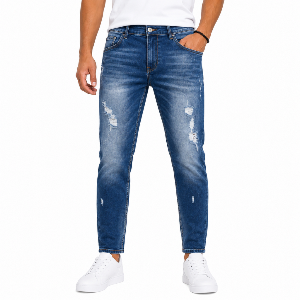 Men's Blue Ripped Denim Jeans