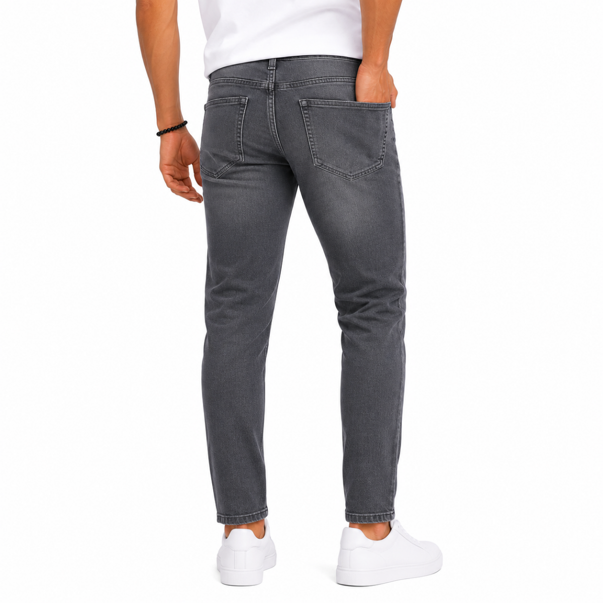 Men's Grey Denim Jeans Pants
