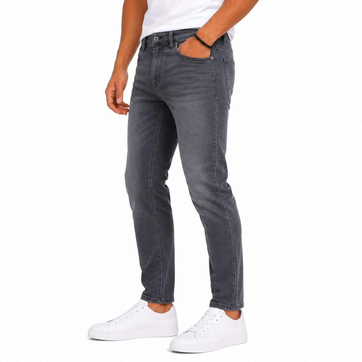 Men's Grey Denim Jeans Pants