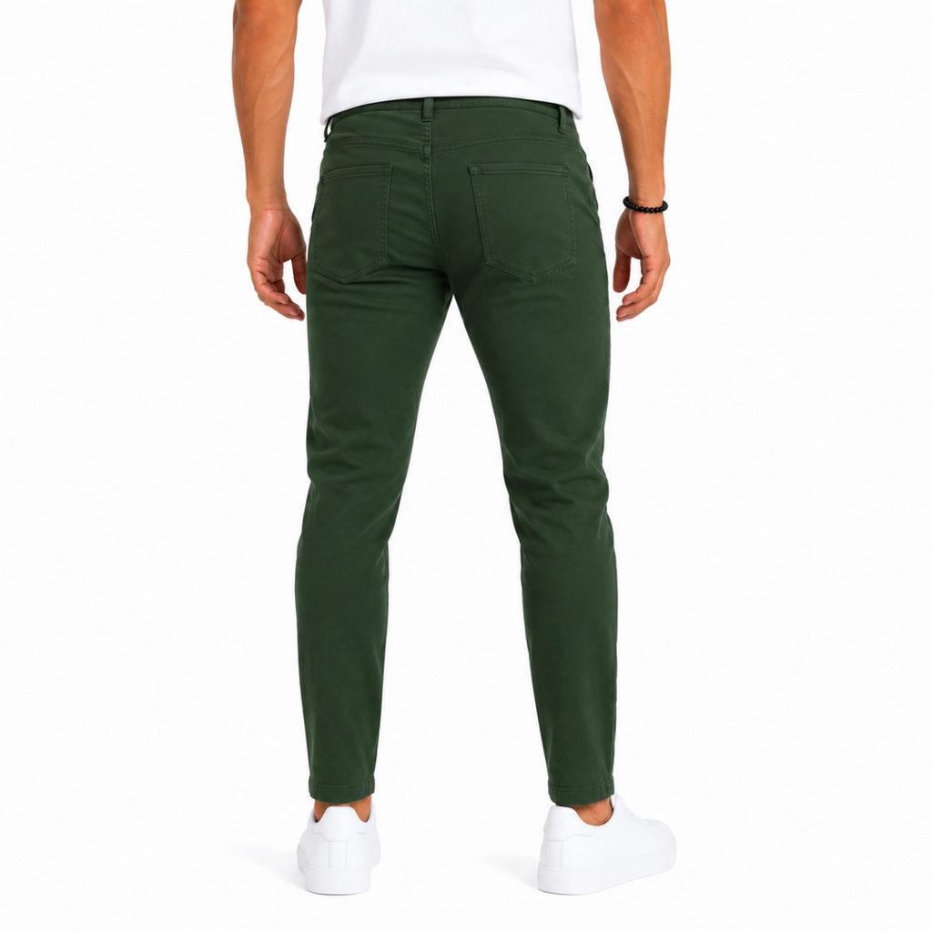 Men's Green Gabardine Drawstring Pants
