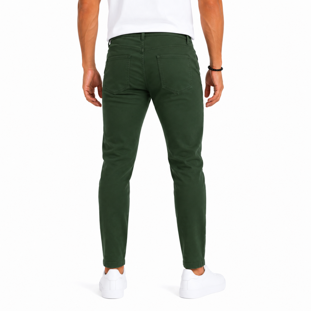 Men's Green Gabardine Drawstring Pants