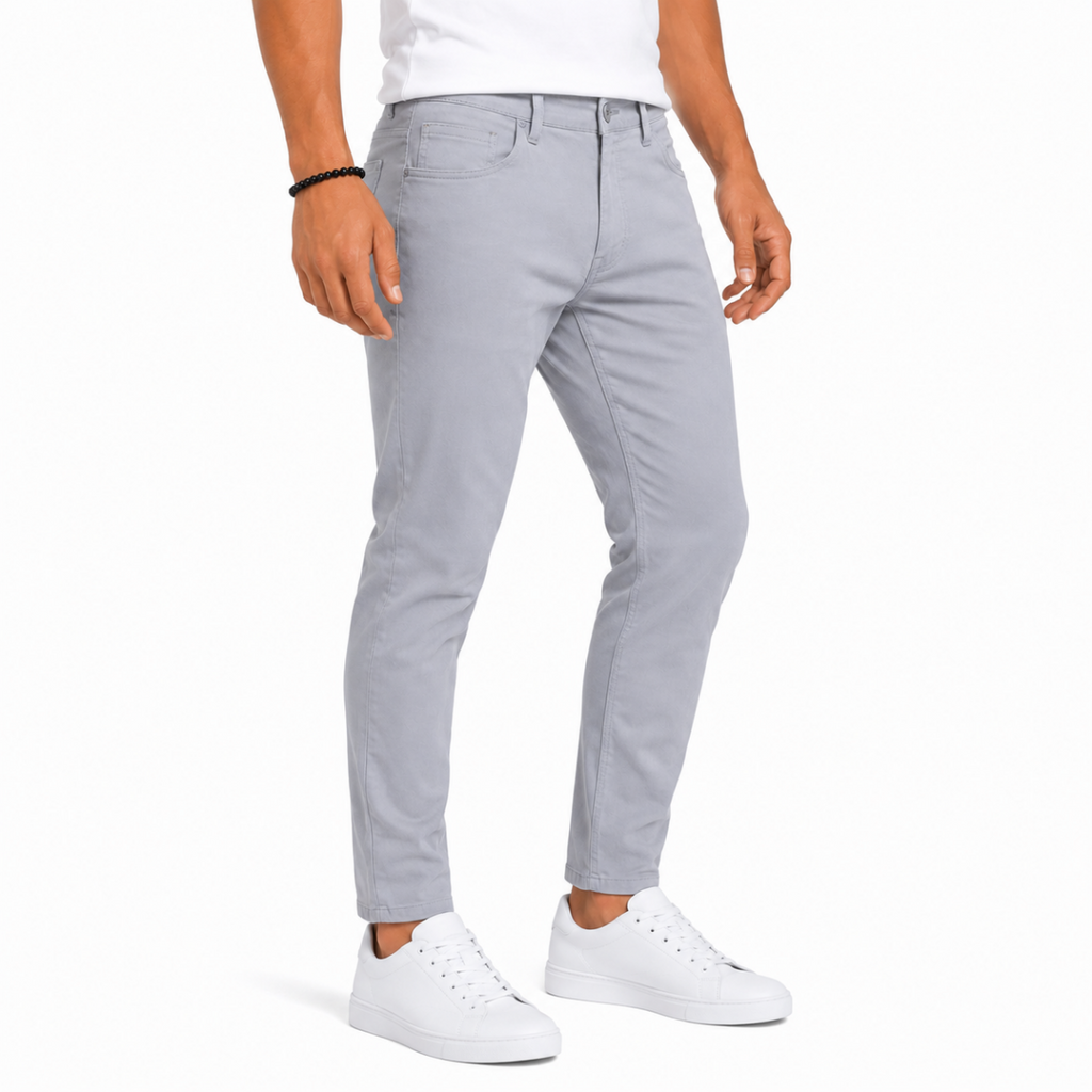 Men's Grey Gabardine Chino Pants