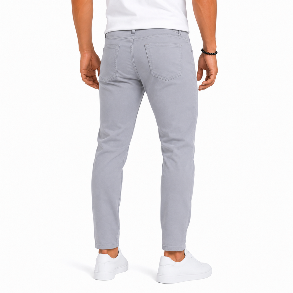 Men's Grey Gabardine Chino Pants