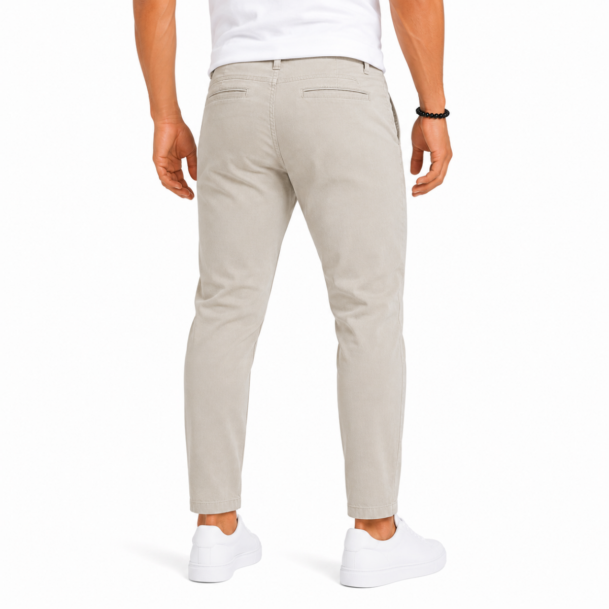 Men's Beige Gabardine Chino Pants