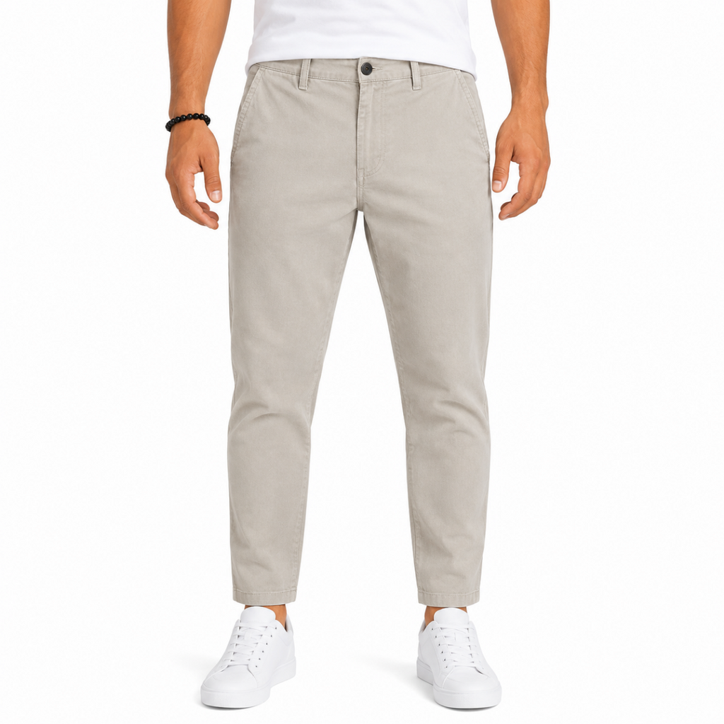 Men's Beige Gabardine Chino Pants