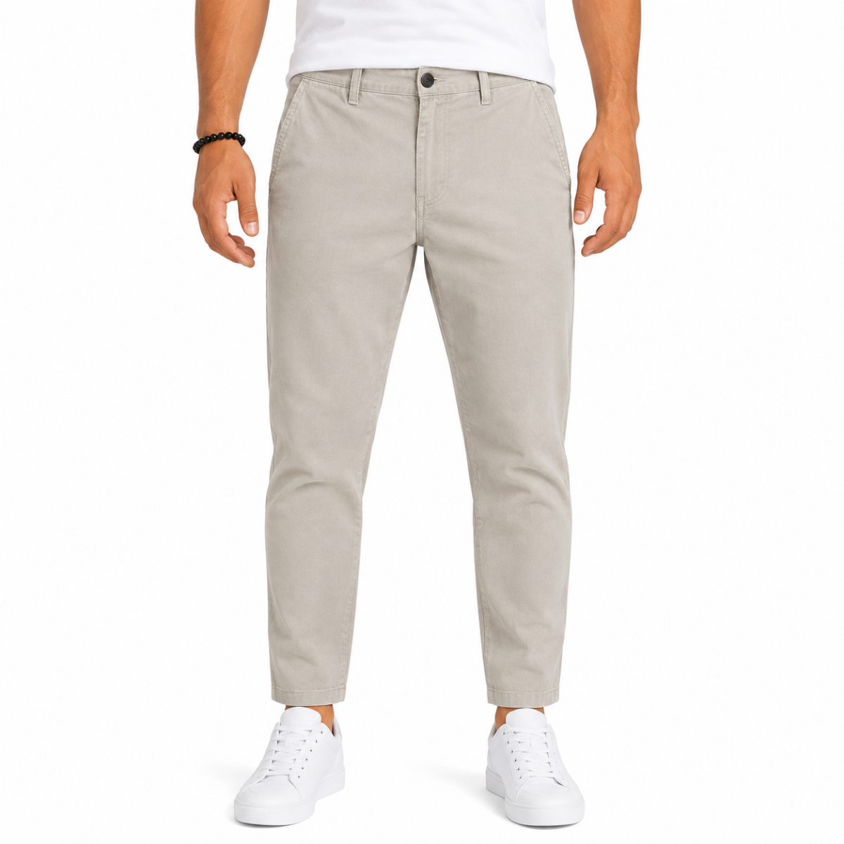 Men's Beige Gabardine Chino Pants