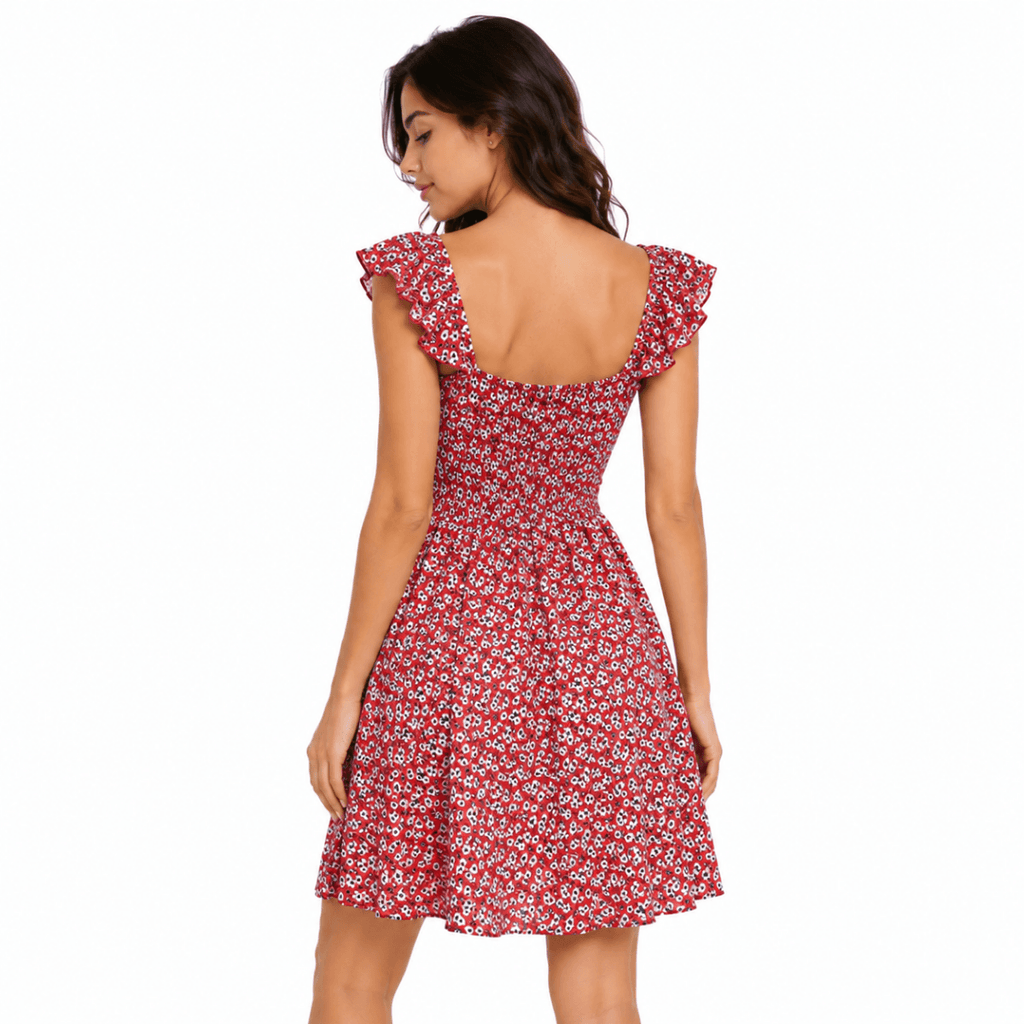 Women's Red Floral Summer Dress
