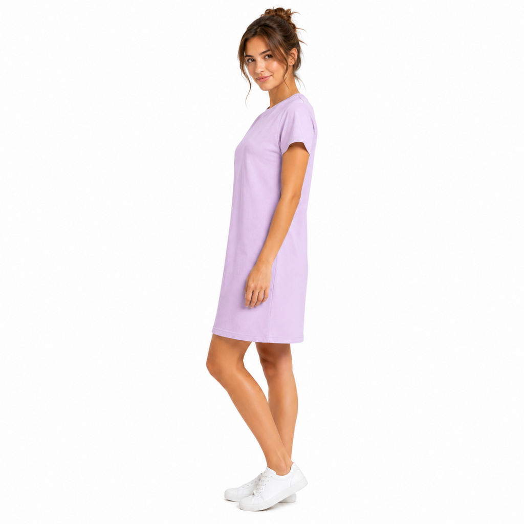 Women's Purple Cotton T-Shirt Dress