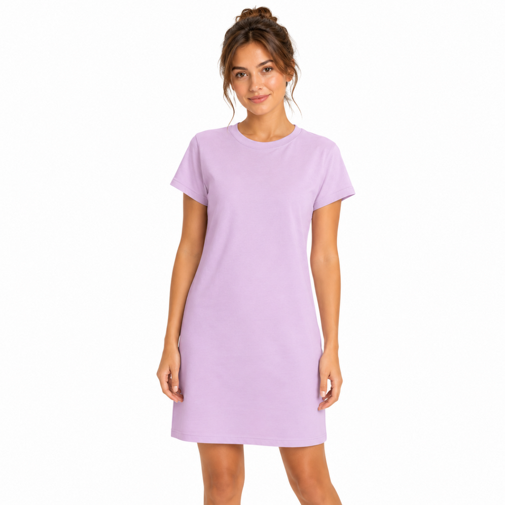 Women's Purple Cotton T-Shirt Dress
