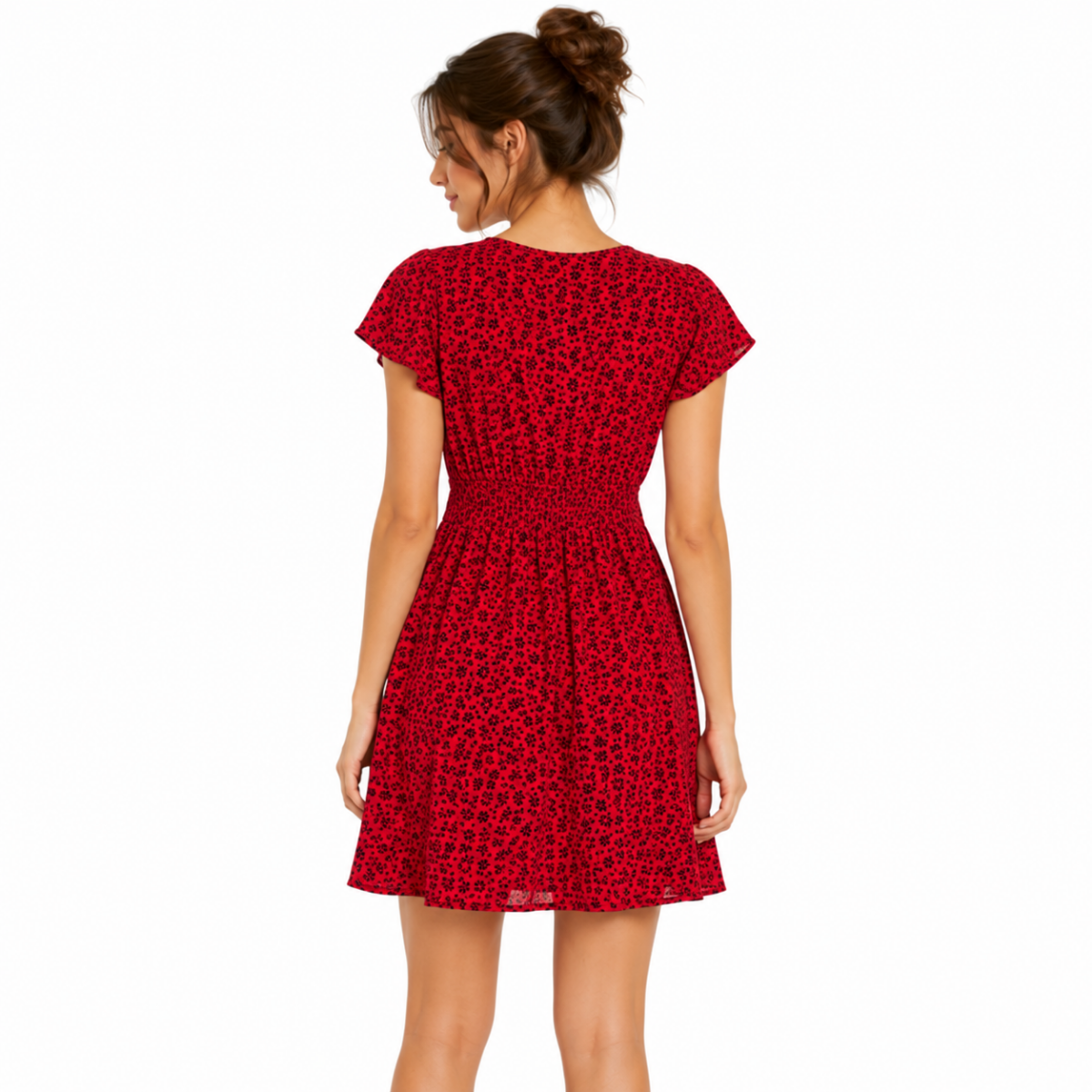 Women's Red Floral Summer Dress