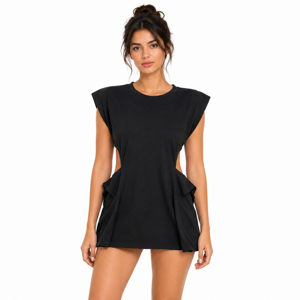 Women's Black Sleeveless Summer Dress