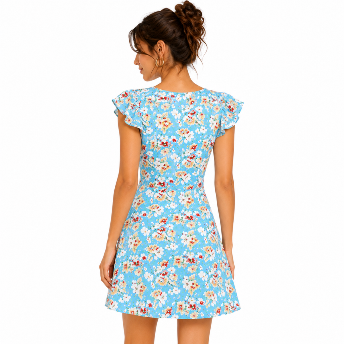 Women's Sky Blue Floral Summer Dress