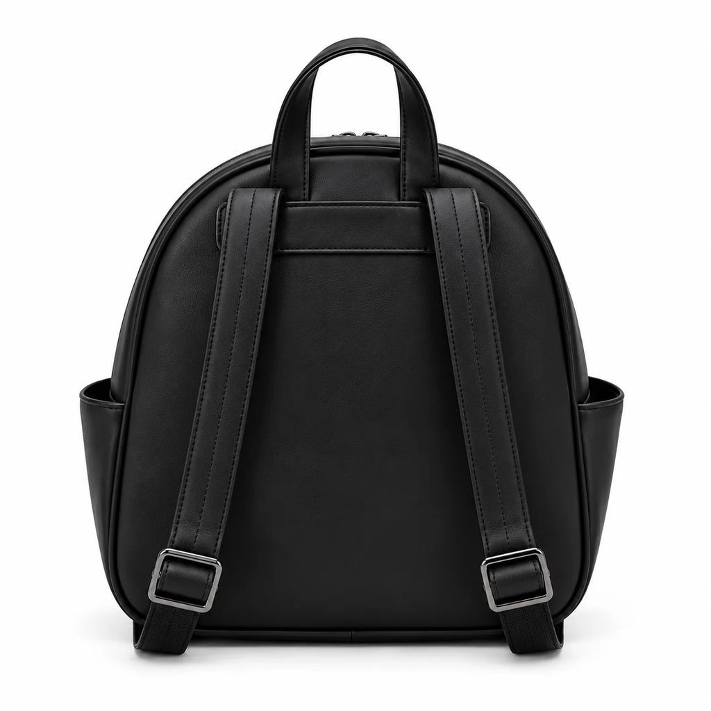 Black Quilted Geometric Backpack