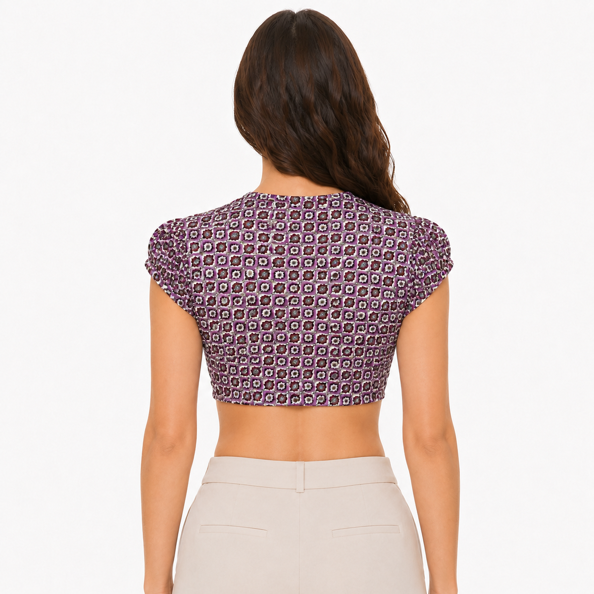 Purple double-tie crop top