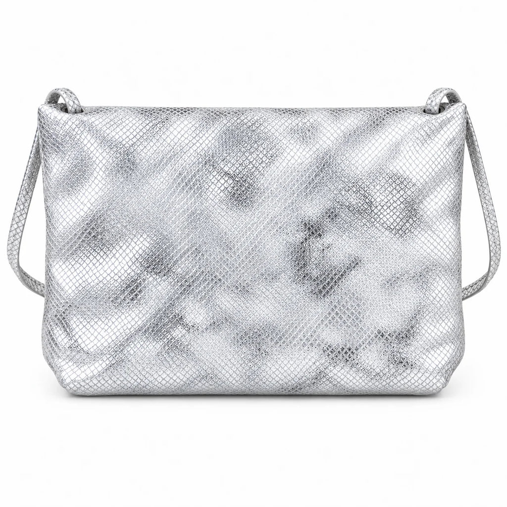 Glossy Silver Fringe Shoulder Bag