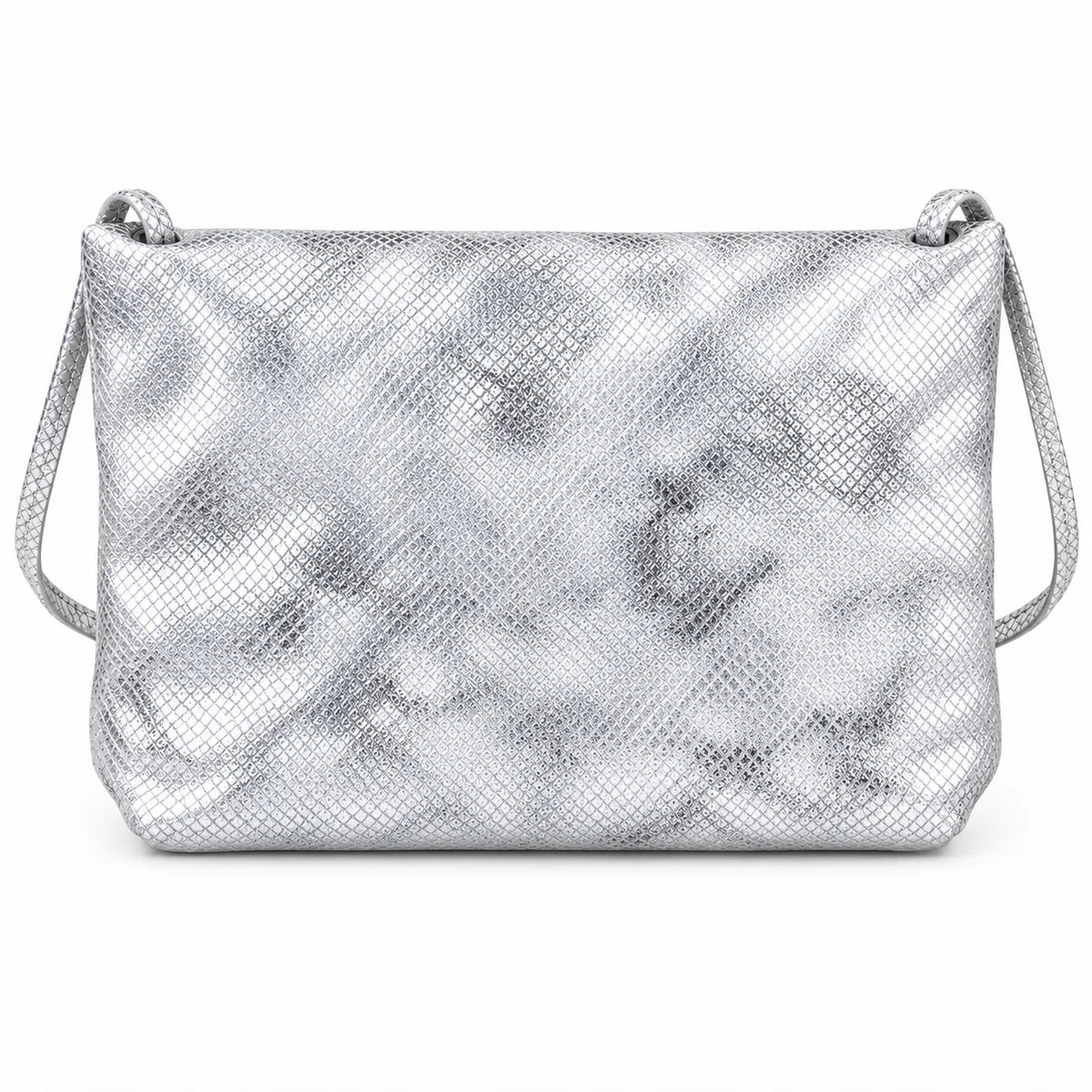 Glossy Silver Fringe Shoulder Bag