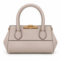 Beige Handbag with Gold Clasp