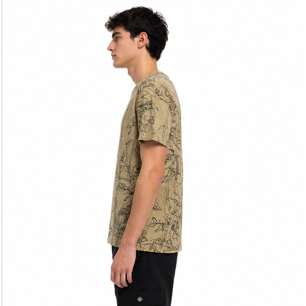 Men's Botanical Sketch Beige T-Shirt