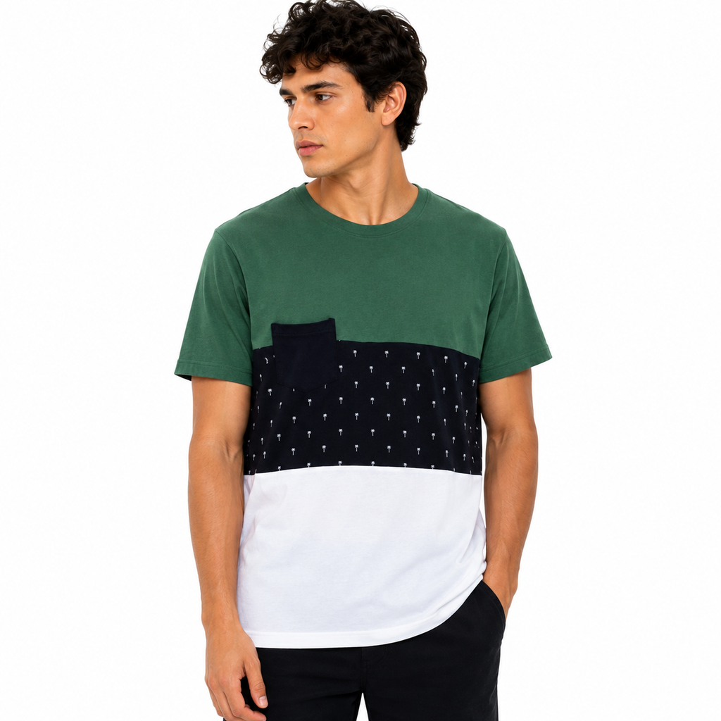 Block print t-shirt with pocket