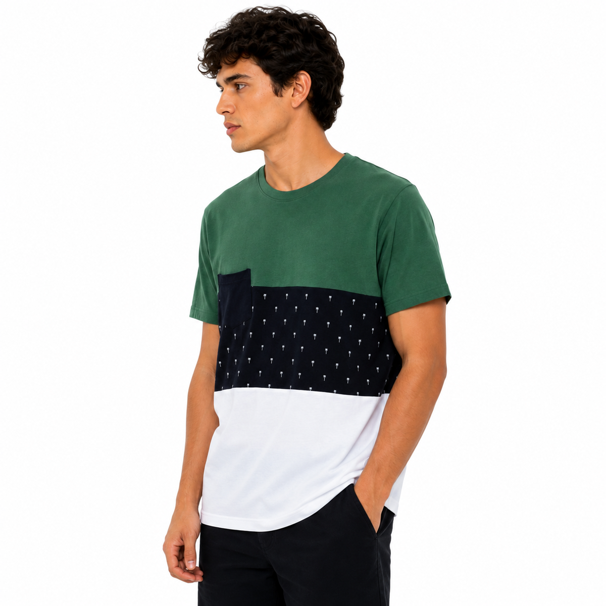 Block print t-shirt with pocket