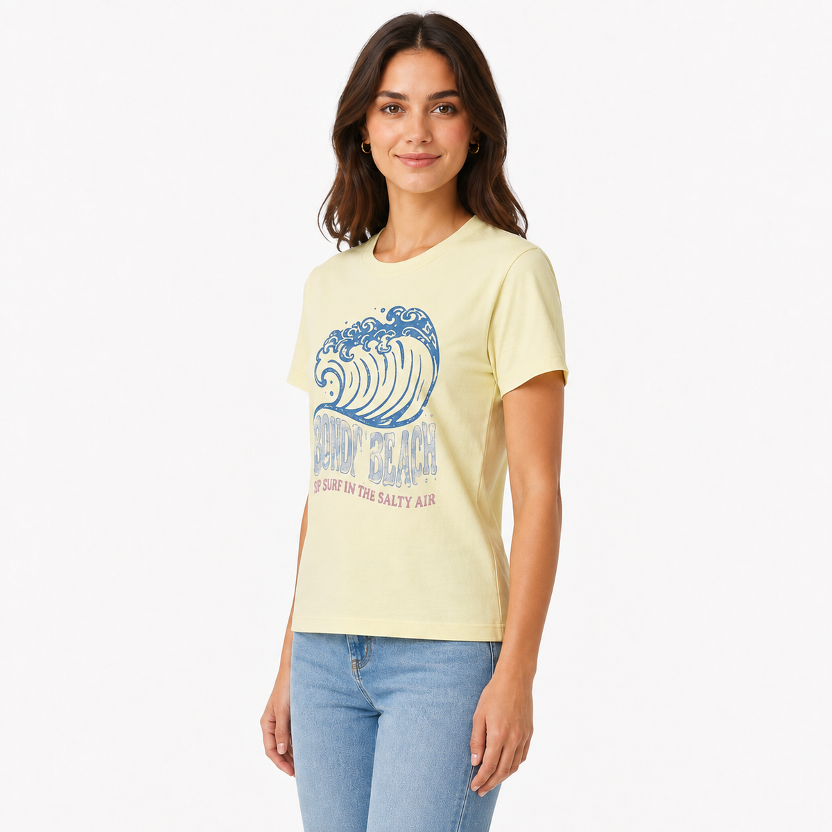 Women's Plain Light Yellow T-Shirt