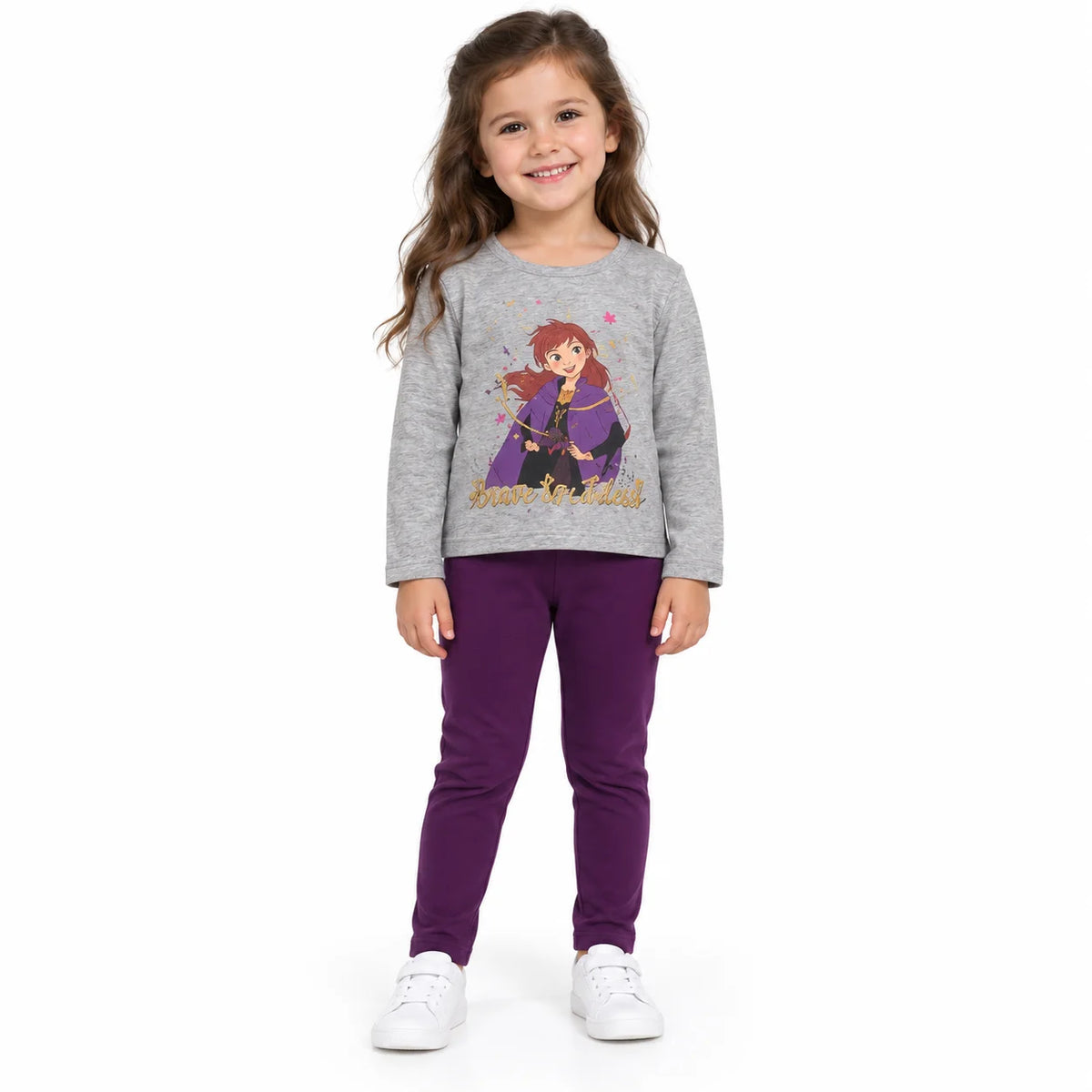 Kids' Gray and Purple Printed Set
