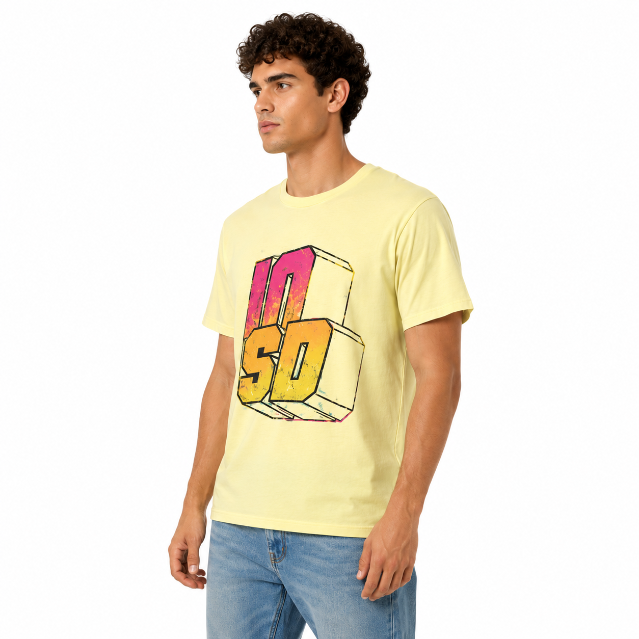 تيشرت رجالي جرافيك أصفر(INSIDE)