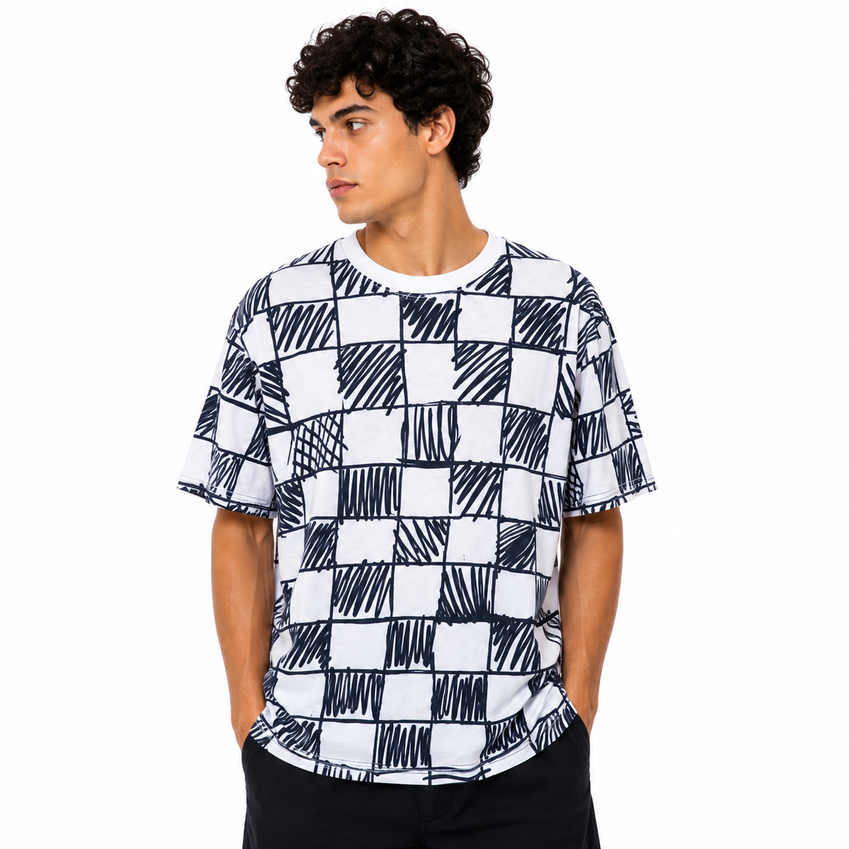 Checked shirt with drawings