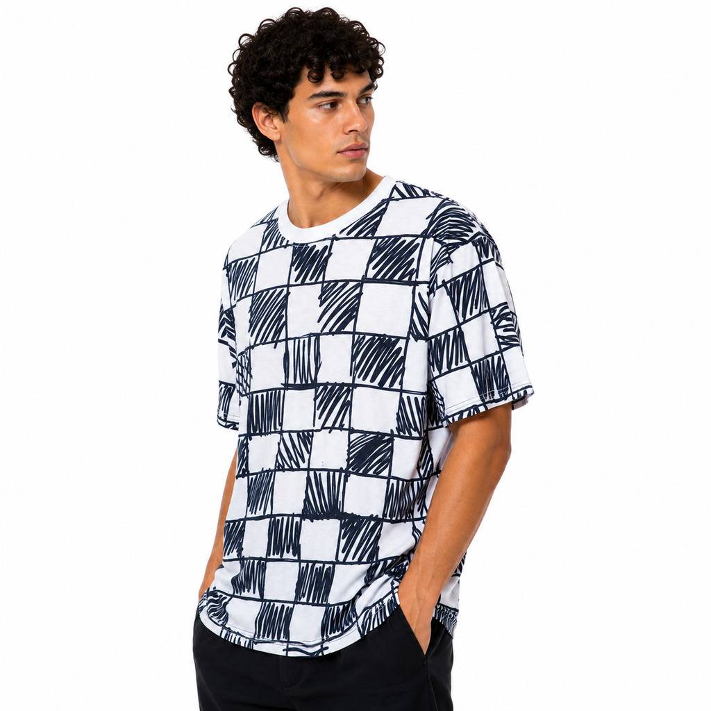 Checked shirt with drawings