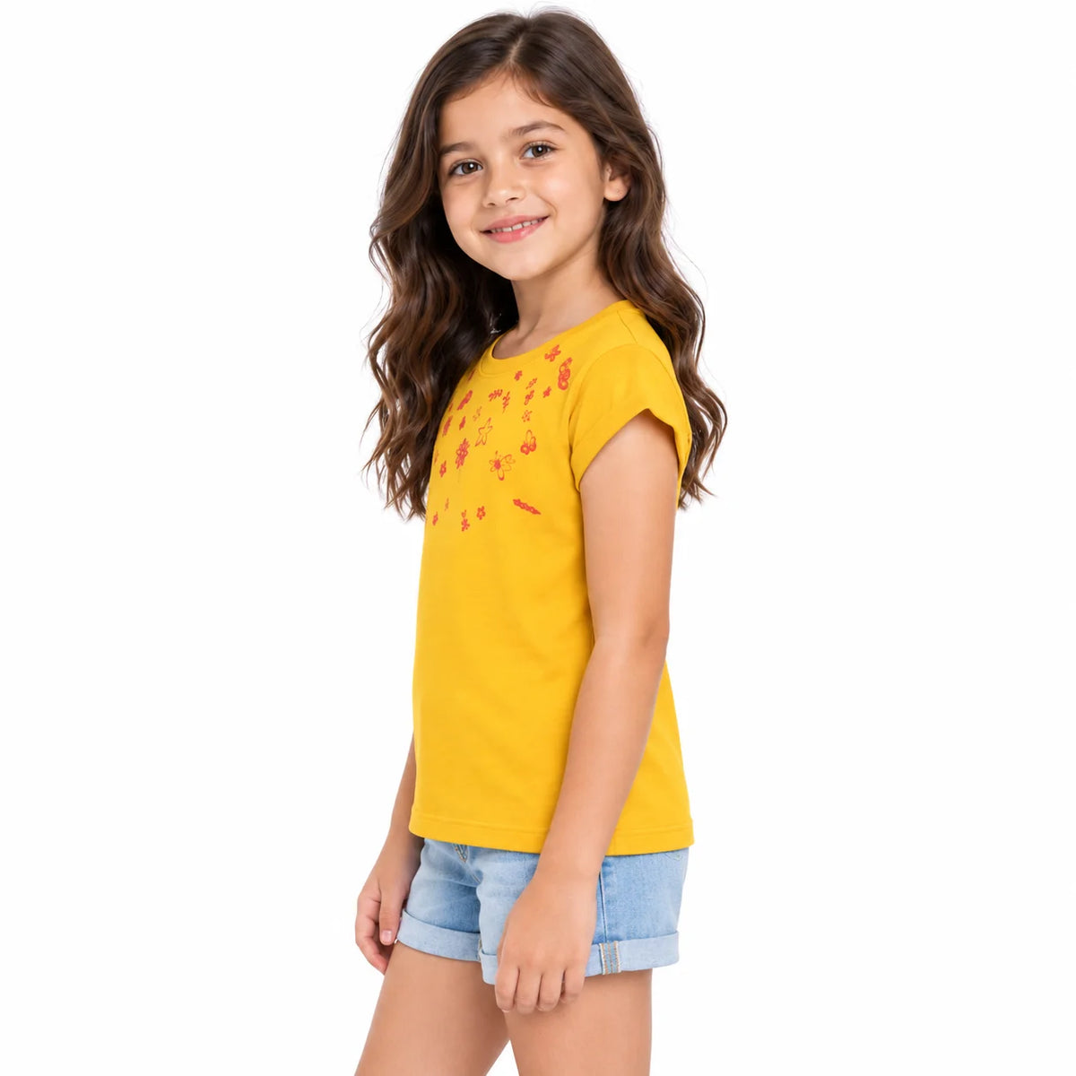 Girls' Yellow Floral T-Shirt