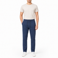 Navy trousers with an elasticated waist