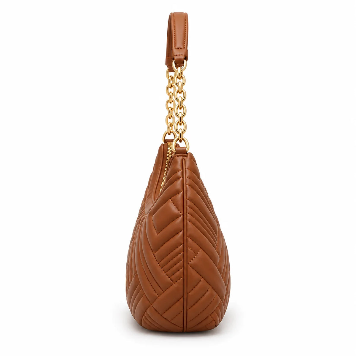 Brown Quilted Shoulder Bag