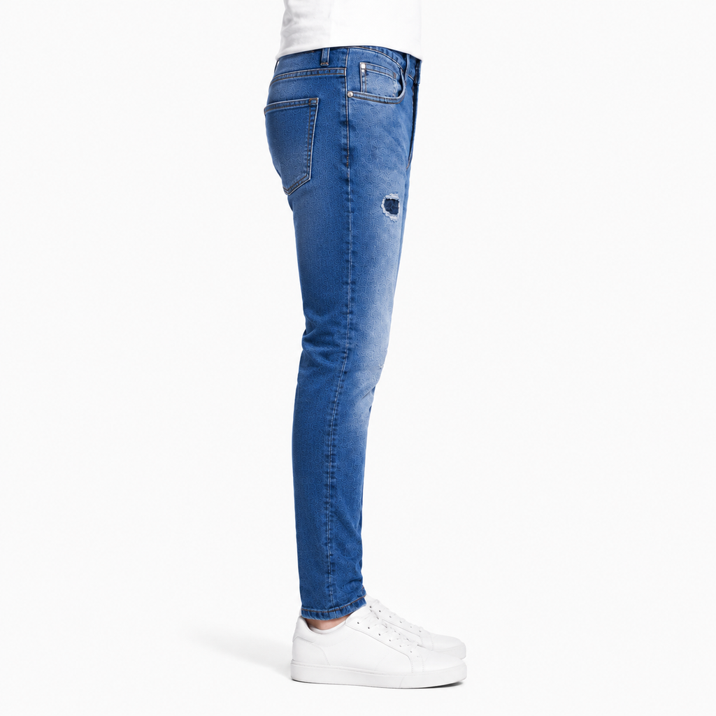 Blue Skinny Ripped Jeans