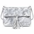 Glossy Silver Fringe Shoulder Bag