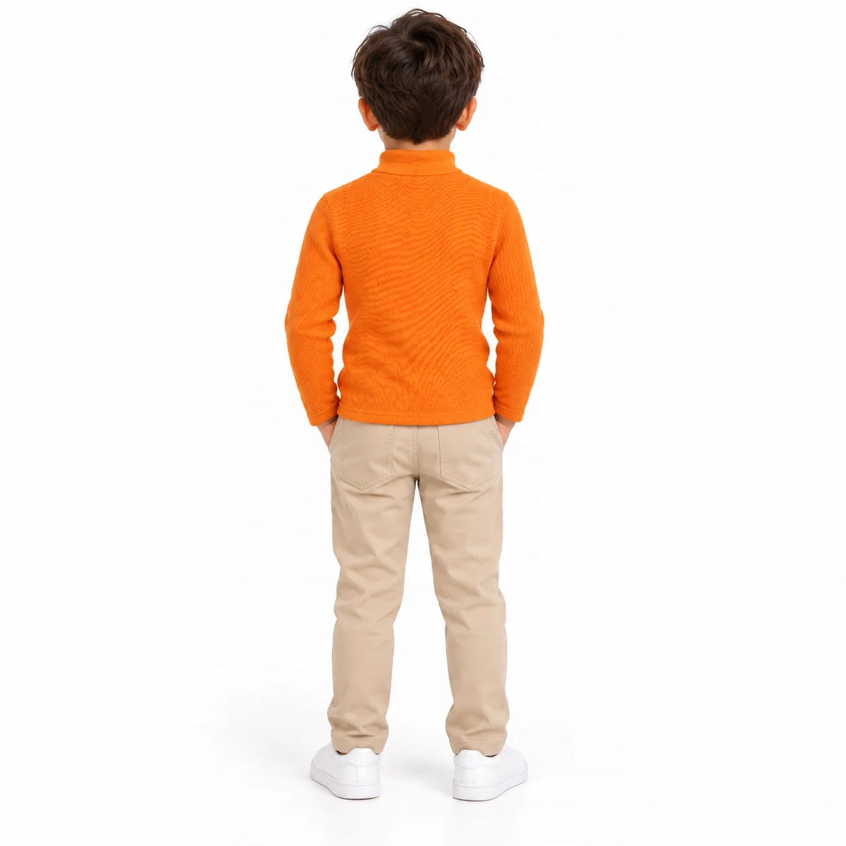Boys' Orange High-Neck T-Shirt