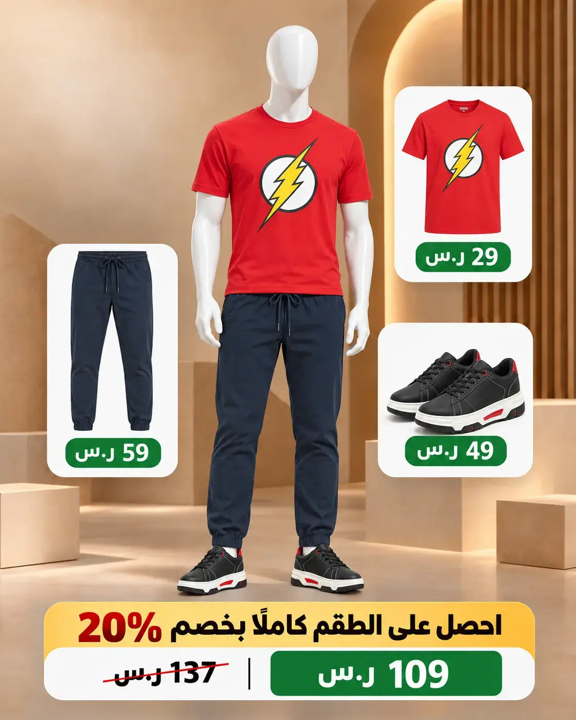 طقم فلاش رياضي كحلي