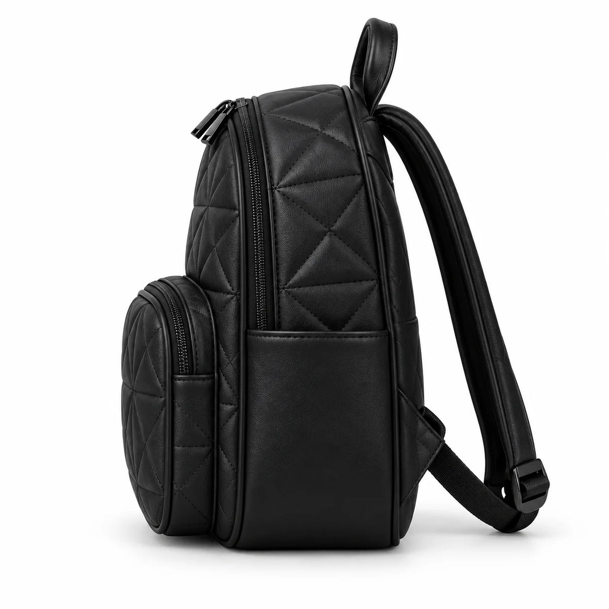 Black Quilted Geometric Backpack