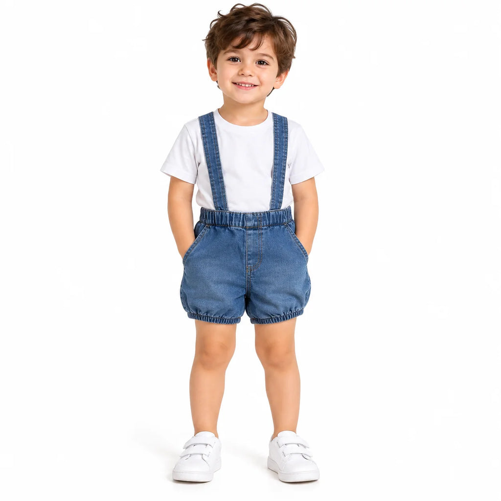 Boys' Denim Shorts with Straps